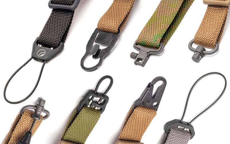 different Attachment Hardware for firearm slings that be purchased separately